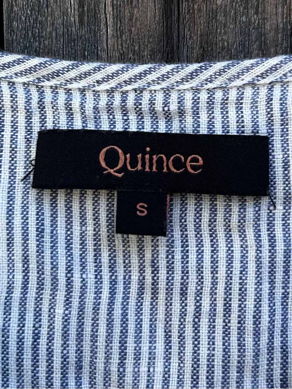 Quince Linen Tiered Maxi Dress Blue Pinstripe S - Picture 5 of 16